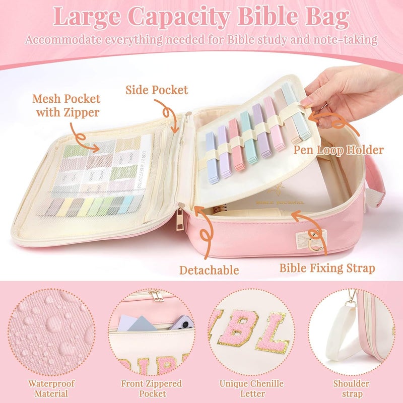 Flasoo All-in-One Bible Journaling Kit, Bible Study Supplies Include Bible Cover Case, Journal Notebook, Highlighters, Pens, Bible Verse Stickers, Tabs, Bookmarks for Christian Gift for Women - Image 3